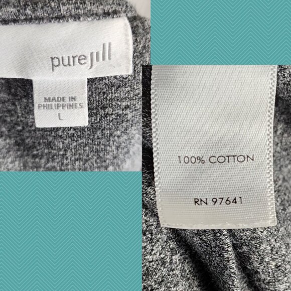 Pure Jill Heathered Gray 100% Cotton Round Neck Tunic - Picture 4 of 4